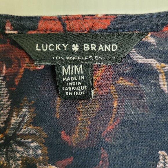 Lucky Brand Women's Shirt Floral Print Gathered Front Blouse Top Size Medium - Picture 3 of 6